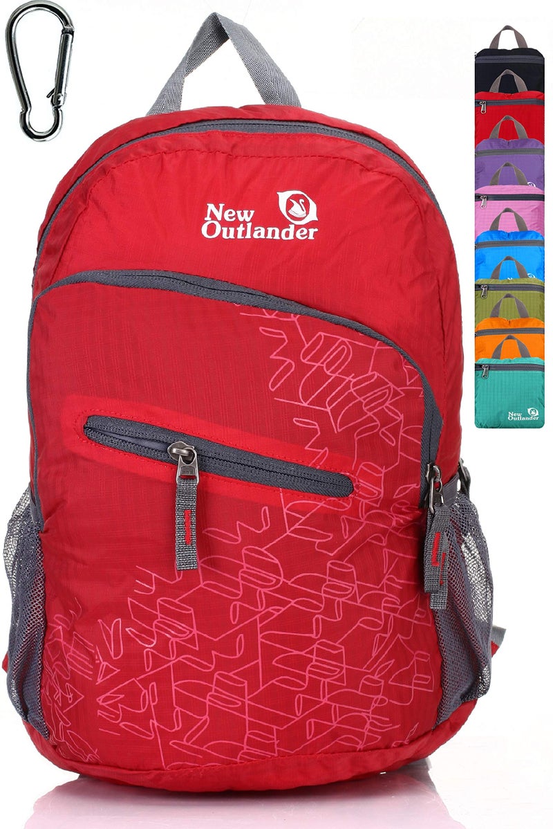 Outlander Packable Handy Lightweight Travel Hiking Backpack Daypack, Red - Image 1